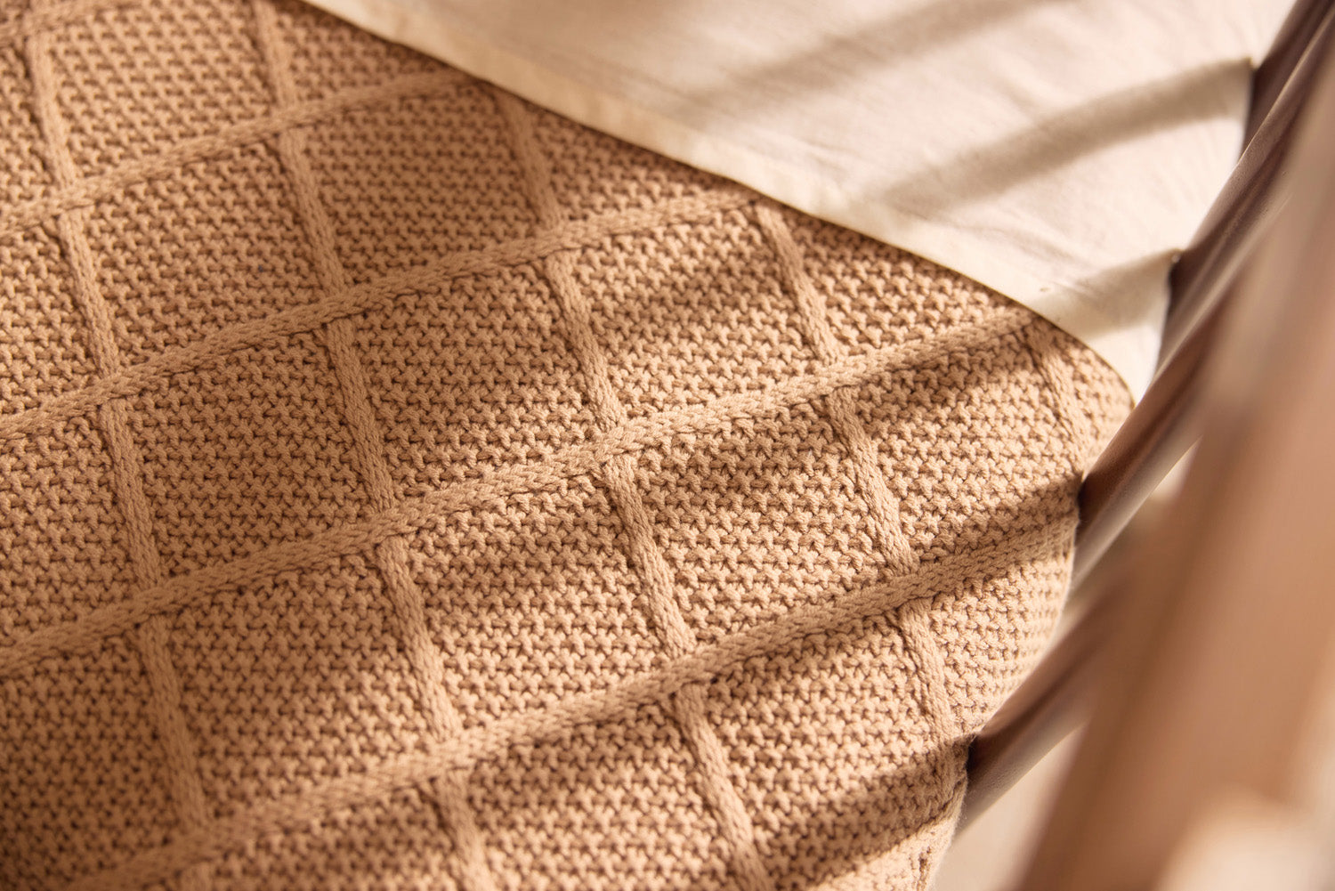 Gebreide Wiegdeken 75x100cm Check Knit - Biscuit - afbeelding 7