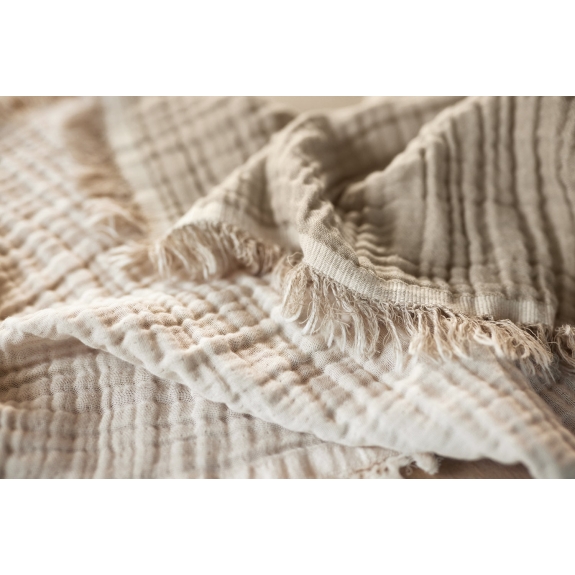 Hydrofiele Deken Ledikant 120x120cm Fringe - Olive Green