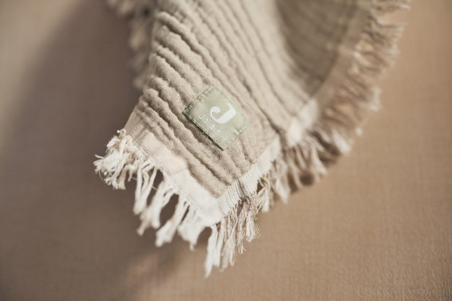 Hydrofiele Deken Ledikant 120x120cm Fringe - Olive Green - afbeelding 7