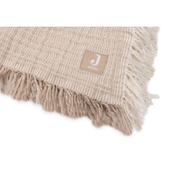 Hydrofiele Deken Ledikant 120x120cm met Franje - Biscuit