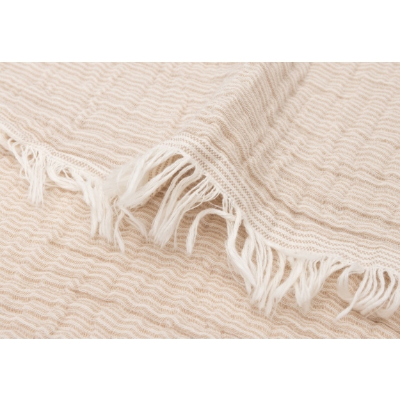 Hydrofiele Deken Ledikant 120x120cm met Franje - Biscuit