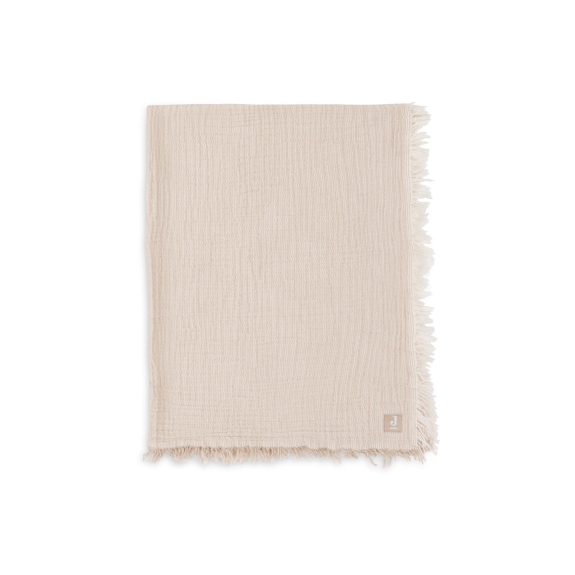 Hydrofiele Deken Ledikant 120x120cm met Franje - Biscuit