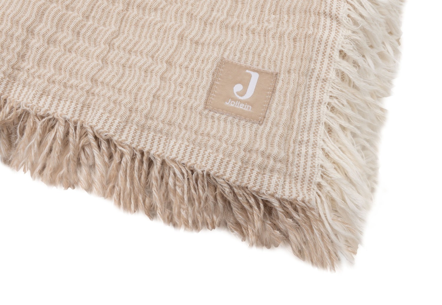 Hydrofiele Deken Wieg 75x100cm Franje Streep - Biscuit/I - afbeelding 3