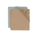 Hoeslaken Jersey 60x120cm - Sea Green/Biscuit