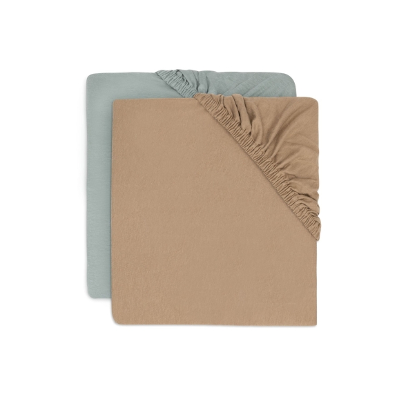 Jollein - Hoeslaken Jersey 60x120cm - Sea Green/Biscuit