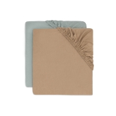 Hoeslaken Jersey 40/50x80/90cm - Sea Green/Biscuit