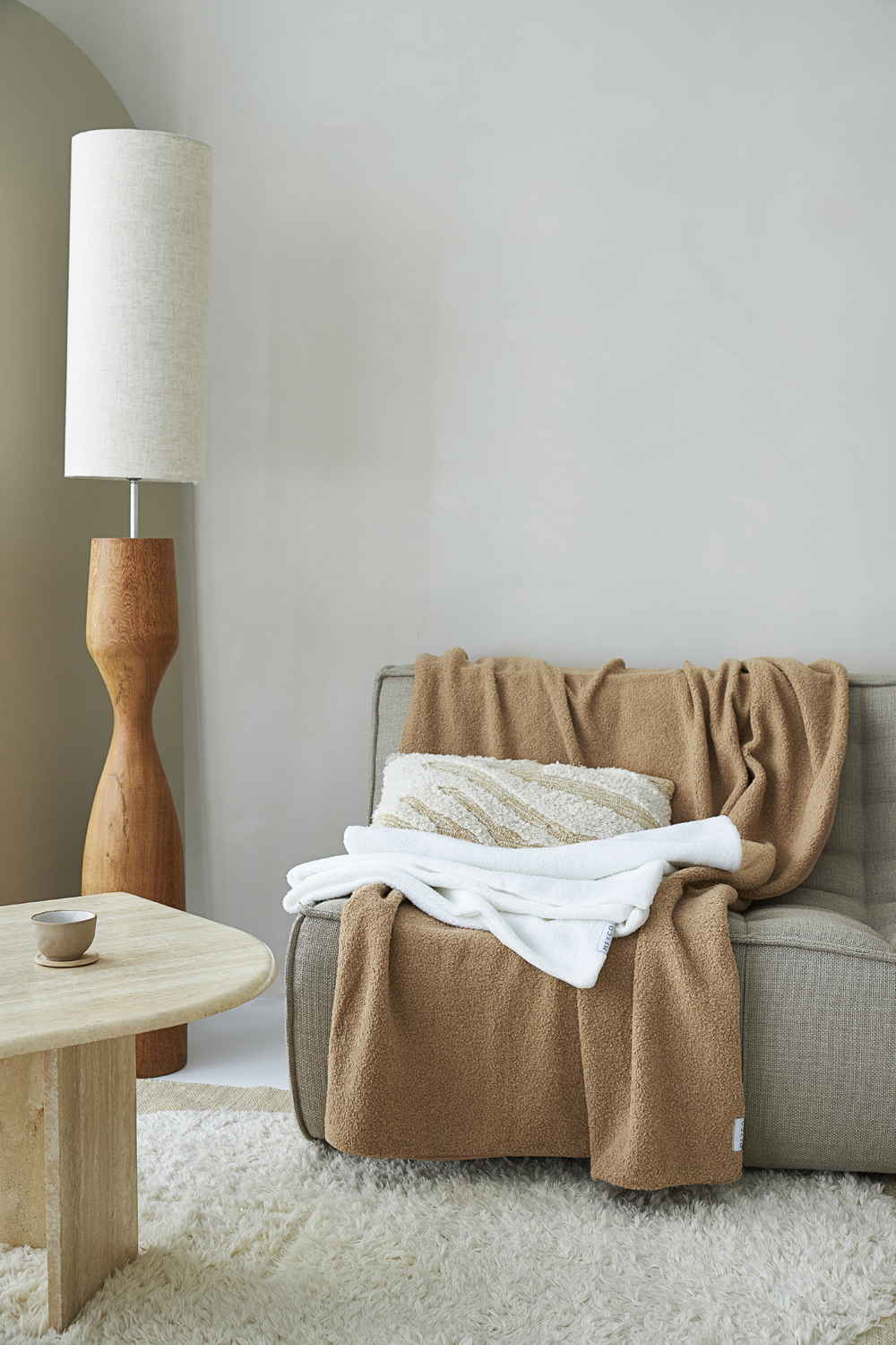 Plaid BouclÃ© in Offwhite - afbeelding 2