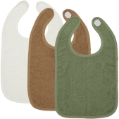 Set van 3 Badstof Slabbetjes - Offwhite/Toffee/Forest Gr