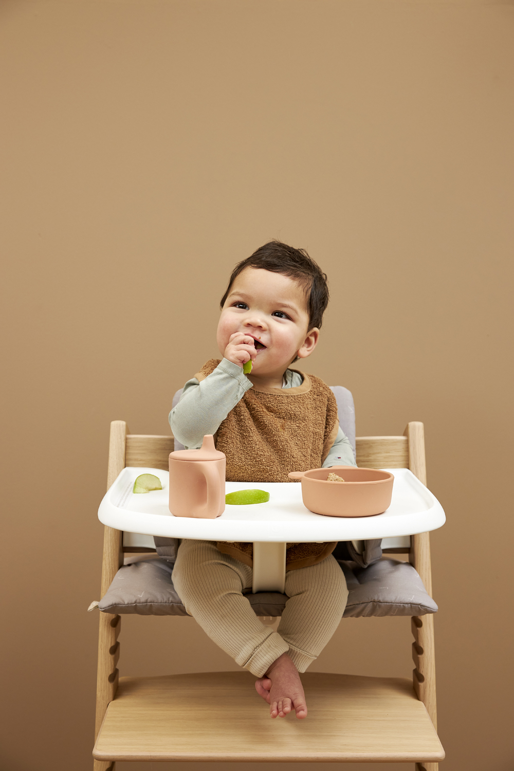 Set van 3 Badstof Slabbetjes - Offwhite/Toffee/Forest Gr - afbeelding 4