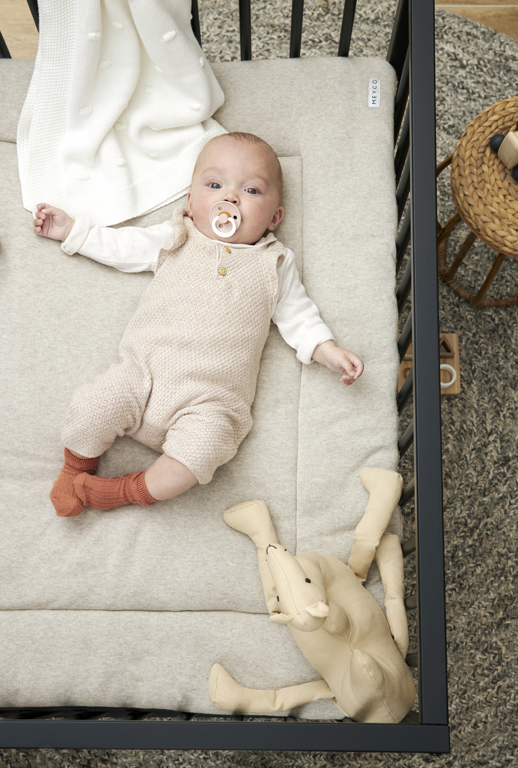 Boxkleed Knit Basic Teddy - Sand Melange - 77x97cm - afbeelding 5