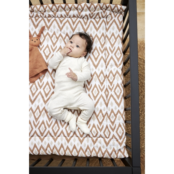 Meyco - Ikat Boxkleed - Sand/Toffee - 80x100cm