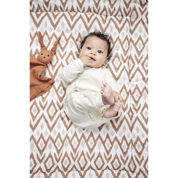 Meyco - Ikat Boxkleed - Sand/Toffee - 80x100cm