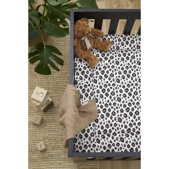 Meyco - Leopard Boxkleed - Zand Melange - 80x100cm