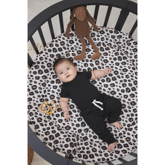 Rond Boxkleed met Luipaardprint - Zand Melange - 95cm