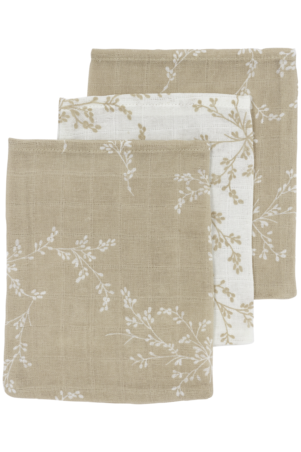 Washandjes 3-Pack Hydrofiel Branches - Sand