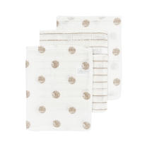 Meyco - Washandjes 3-pack Hydrofiel Dot Stripe - Sand