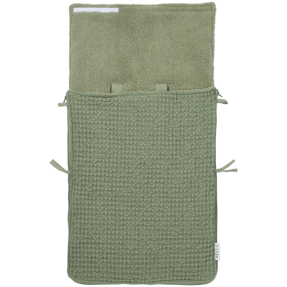 Meyco - Voetenzak Wafel Teddy - Olijfgroen - 40x82cm
