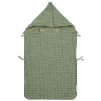 Meyco - Voetenzak Wafel Teddy - Olijfgroen - 40x82cm