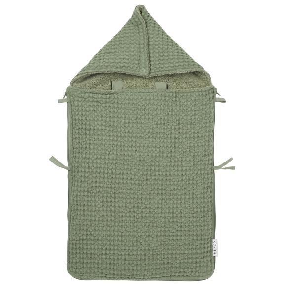 Meyco - Voetenzak Wafel Teddy - Olijfgroen - 40x82cm