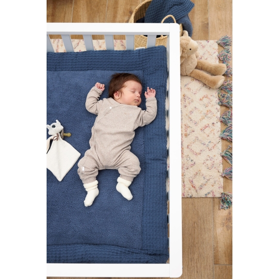 Meyco - Boxkleed Wafel Teddy - Indigo - 80x100cm