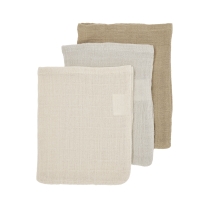 Washandjes 3-Pack Pre-Washed Hydrofiel Uni - Soft Sand/G