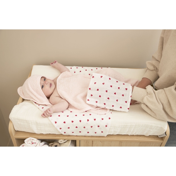 Hydrofiele Doeken 3-Pack Sweet Heart - Rood - 70x70cm