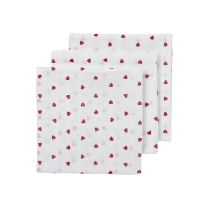 Hydrofiele Doeken 3-Pack Sweet Heart - Rood - 70x70cm