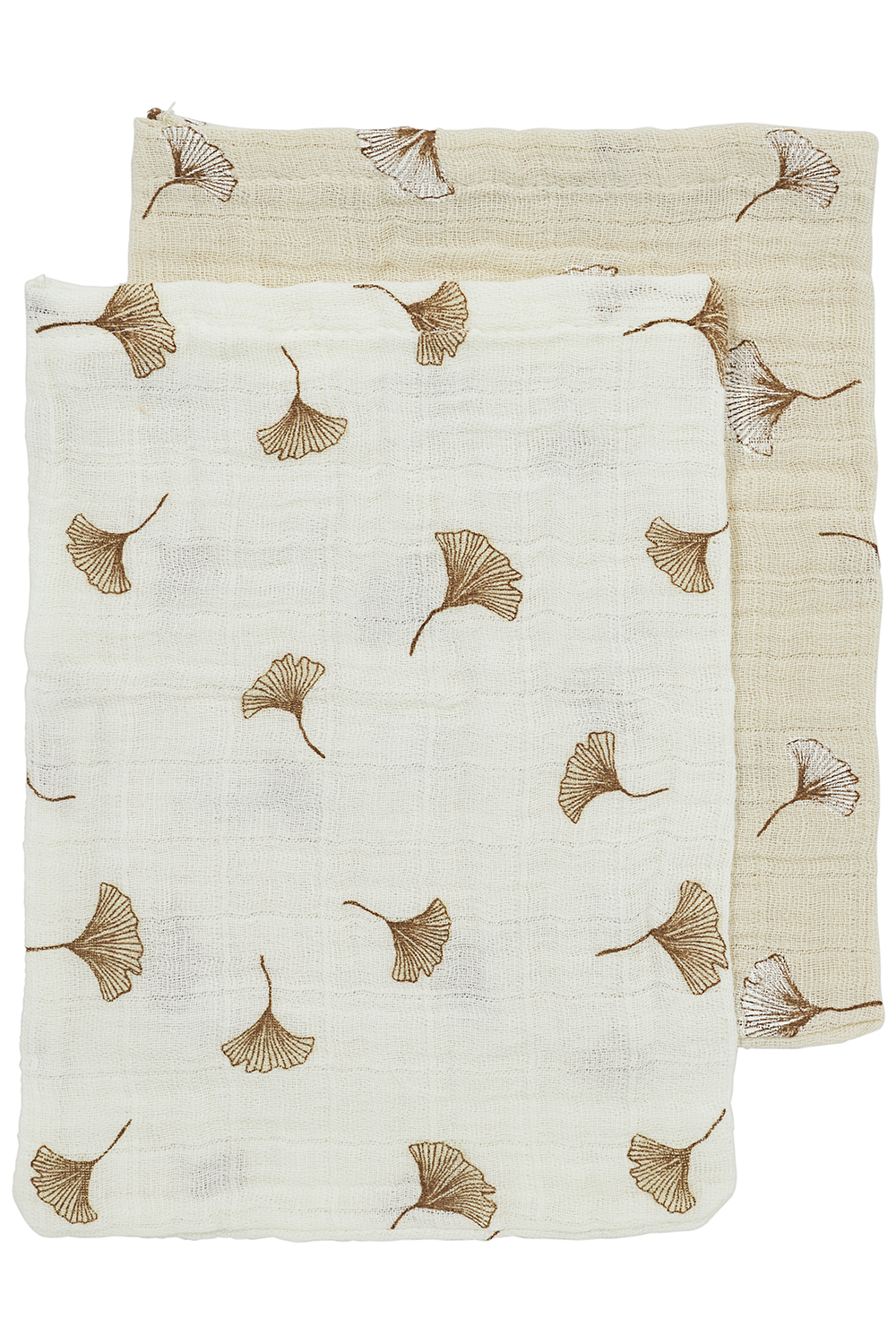Pre-washed Hydrofiel Washandjes 2-Pack Ginkgo - Offwhite