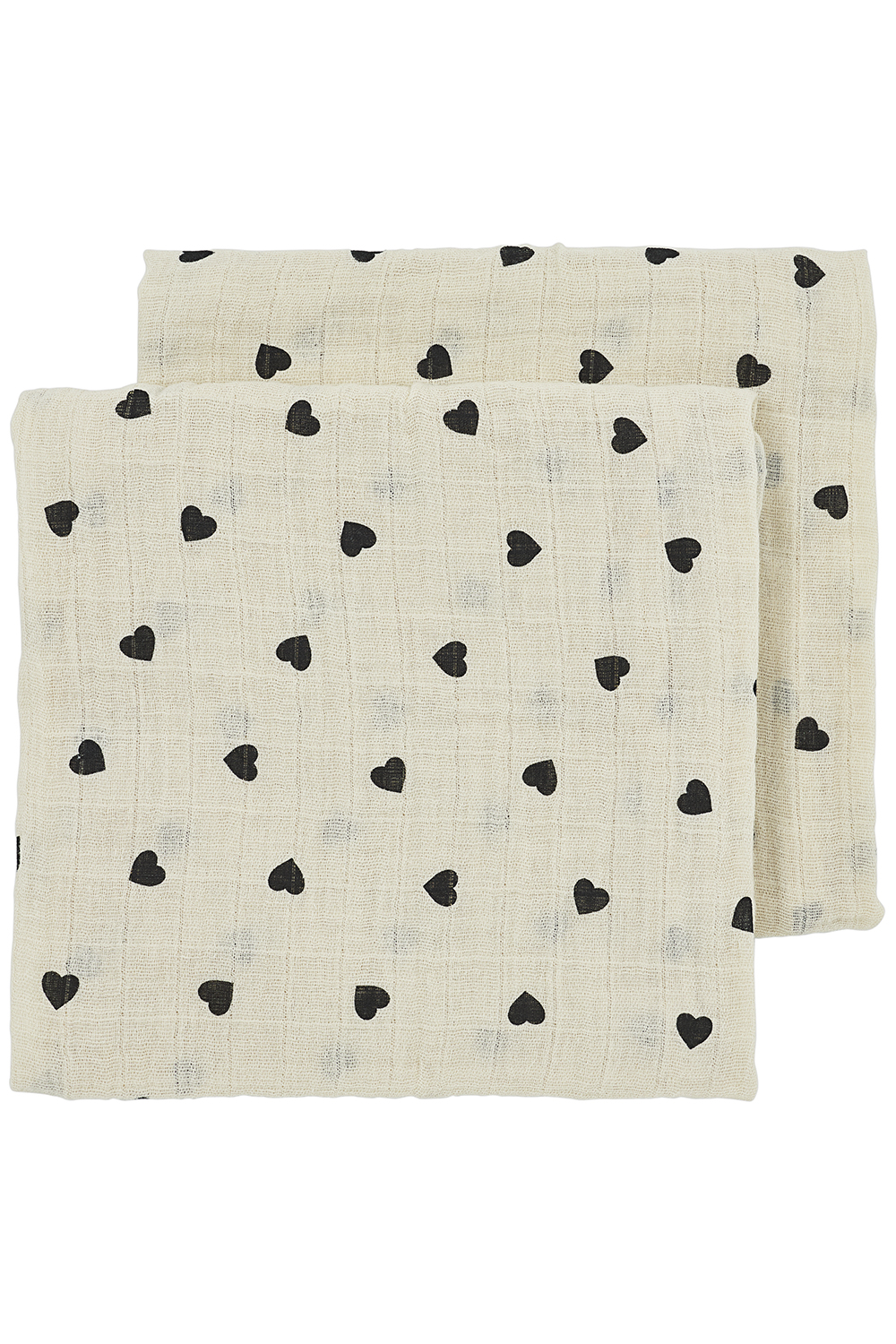 Hydrofiele Doeken 2-Pack Sweet Heart - Soft Sand/Zwart