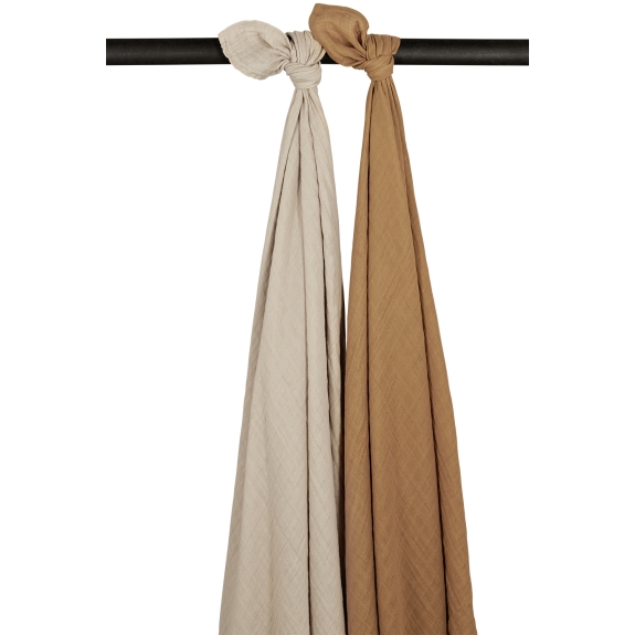 Swaddle 2-Pack Hydrofiel Uni - Sand/Toffee - 120x120cm