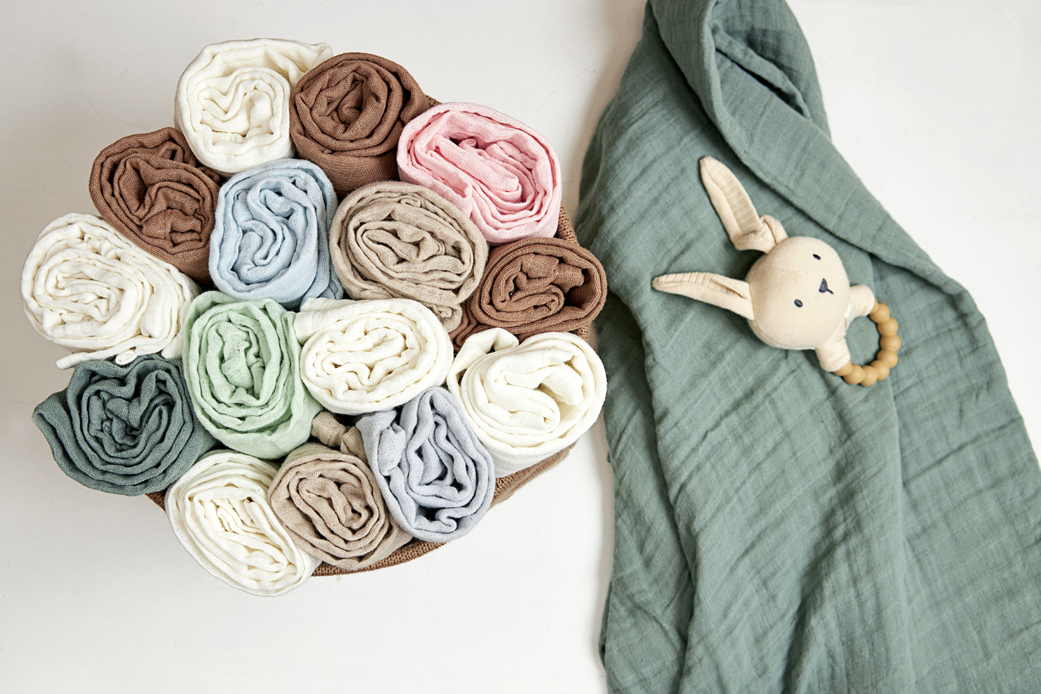 Swaddle 2-Pack Hydrofiel Uni - Sand/Toffee - 120x120cm - afbeelding 3