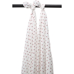 Swaddle 2-Pack Hydrofiel Sweet Heart - Rood - 120x120cm