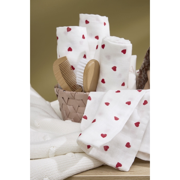 Meyco - Monddoekjes Hydrofiel Sweet Heart Rood 30x30cm