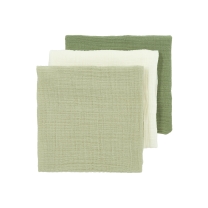 Hydrofiele Doeken 3-Pack - Natuurlijk/Olijfgroen - 70x70
