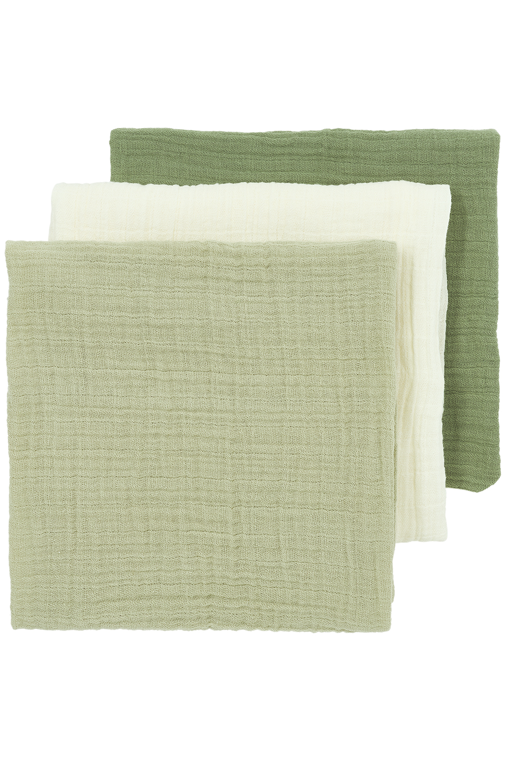 Hydrofiele Doeken 3-Pack - Natuurlijk/Olijfgroen - 70x70