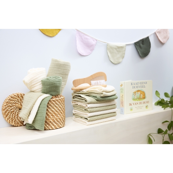 Monddoekjes 3-Pack Pre-Washed Hydrofiel Uni - Naturel/Ol