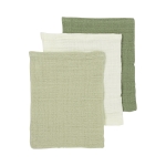 Washandjes 3-Pack Hydrofiel - Natuurlijk/Olijfgroen - 20