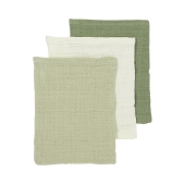 Washandjes 3-Pack Hydrofiel - Natuurlijk/Olijfgroen - 20