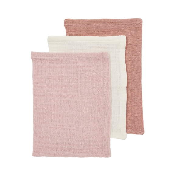 Washandjes 3-Pack Hydrofiel Uni Soft Rose/Natural