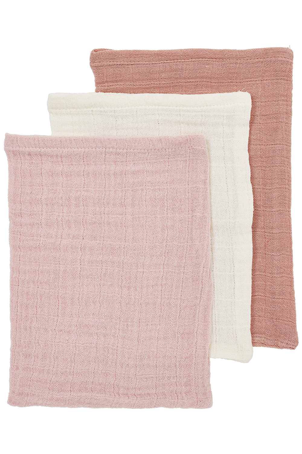 Washandjes 3-Pack Hydrofiel Uni Soft Rose/Natural