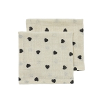 Monddoekjes Sweet Heart - Soft Sand/Black - 30x30cm