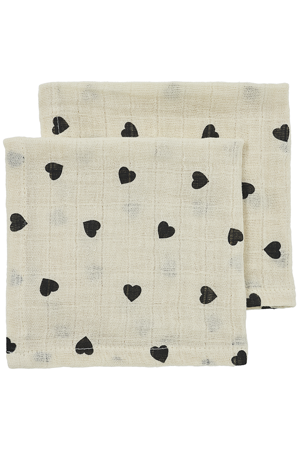 Monddoekjes Sweet Heart - Soft Sand/Black - 30x30cm