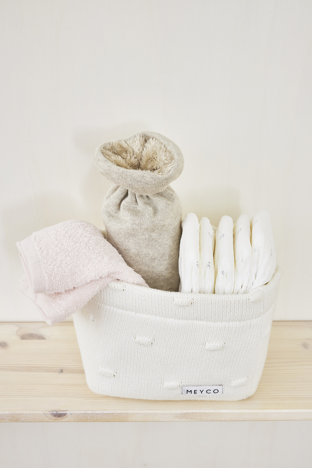Monddoekjes 6-pack Badstof Uni - Offwhite/Soft Pink - 30 - afbeelding 2