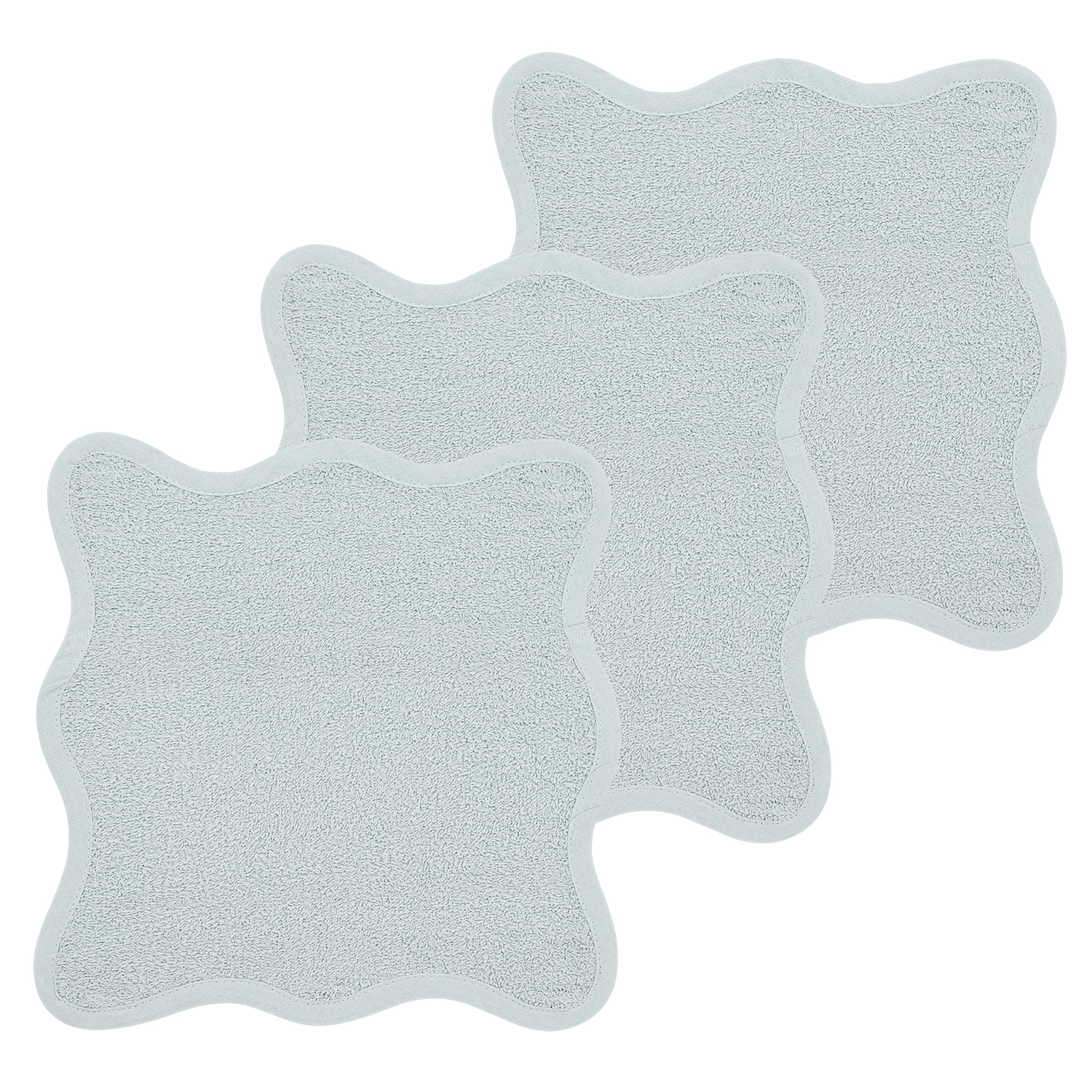 Monddoekjes 3-Pack Badstof Wavy - Grey Blue