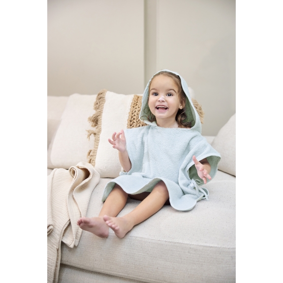 Meyco - Badponcho Badstof Wavy - Grijs Blauw - 1-3 Jaar