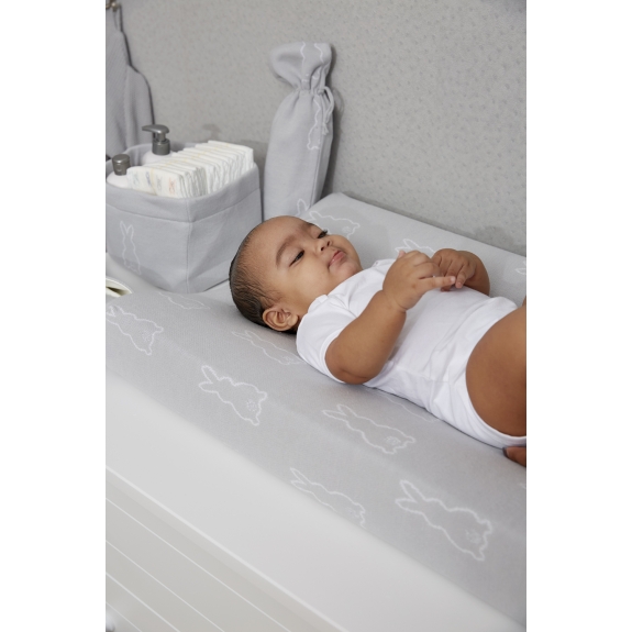 Meyco - Aankleedkussenhoes met Konijn - Zilver - 50x70cm