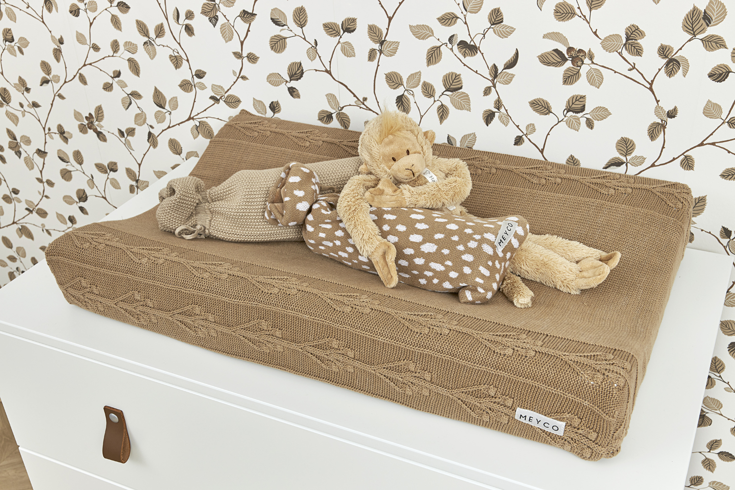 Romantische Bloem Aankleedkussenhoes - taupe - 50x70cm