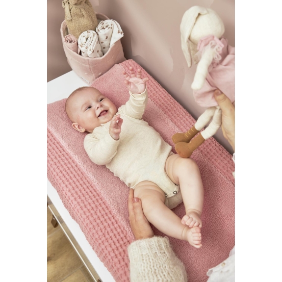 Meyco - Aankleedkussenhoes Wafel Teddy - Roze - 50x70cm