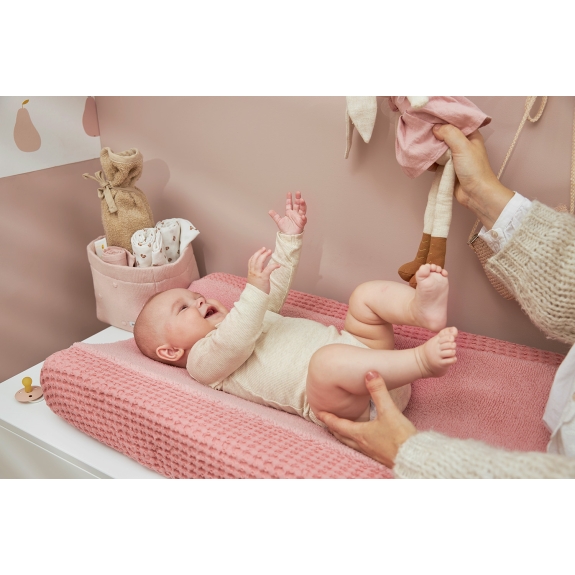 Meyco - Aankleedkussenhoes Wafel Teddy - Roze - 50x70cm