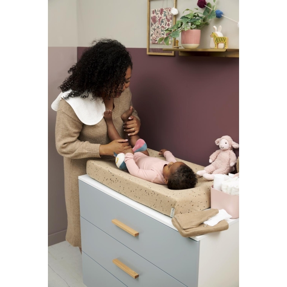 Aankleedkussenhoes Rib Mini Spot - Toffee Melange - 50x7